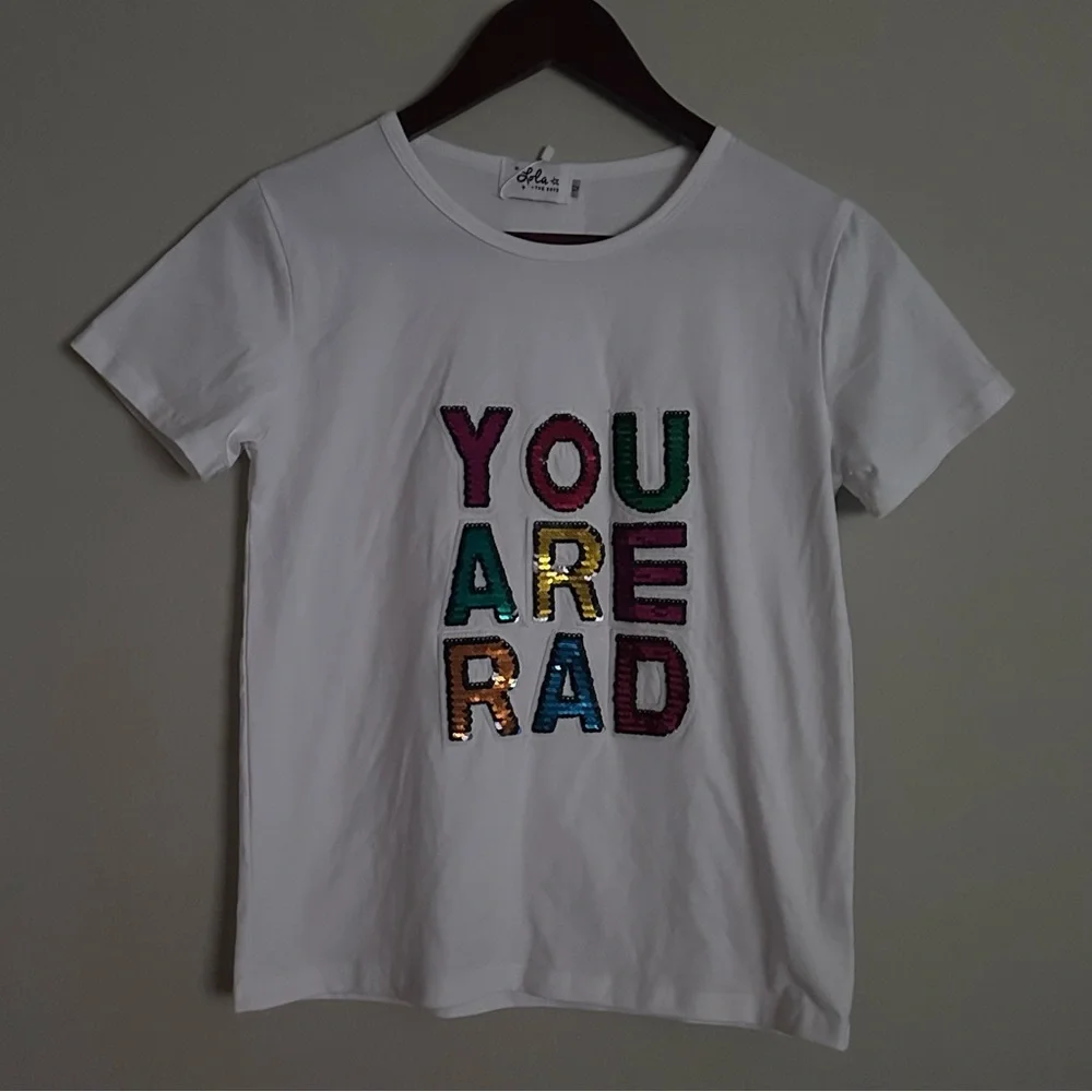 NWT | Lola + The Boys | You Are Rad Sequin Graphic T Shirt | 12